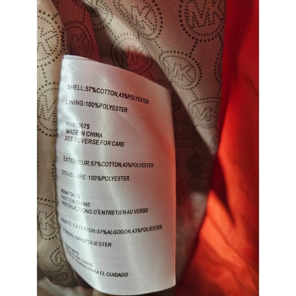 Michael Kors Women's Orange Hooded Rain‎ Coat Belted Gold Buttons Small - Picture 8 of 13